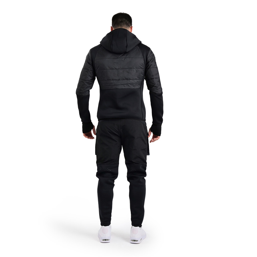 Arena - Team Hooded F/Z Half-Quilted Jacket - black