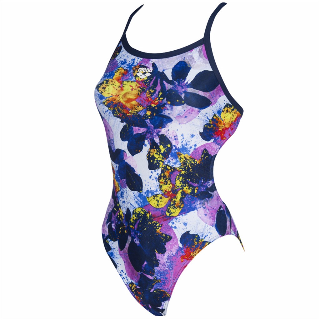 Arena - W Glow Floral Challenge Back One Piece - navy/multi