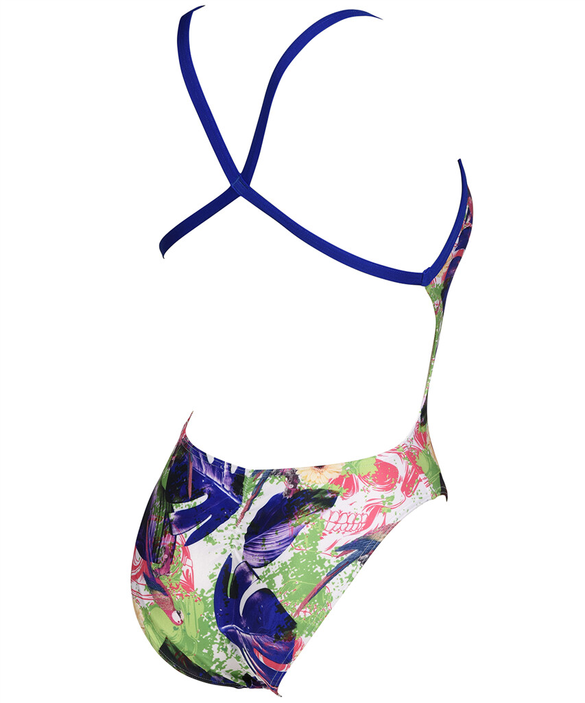Arena - W Crazy Arena Swimsuit Xcross Back Allover - neon blue/multi