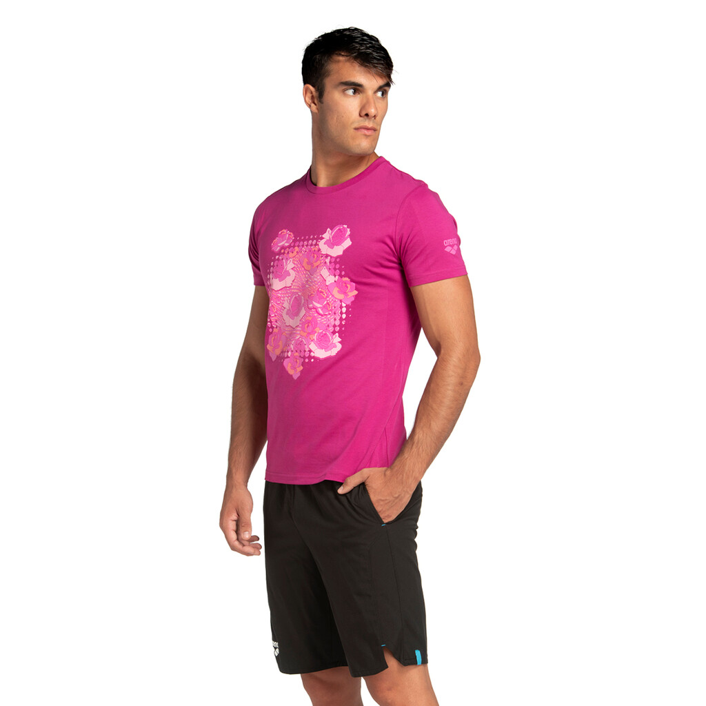 Arena - W S/S Tee Breast Cancer - orchid/wavy roses