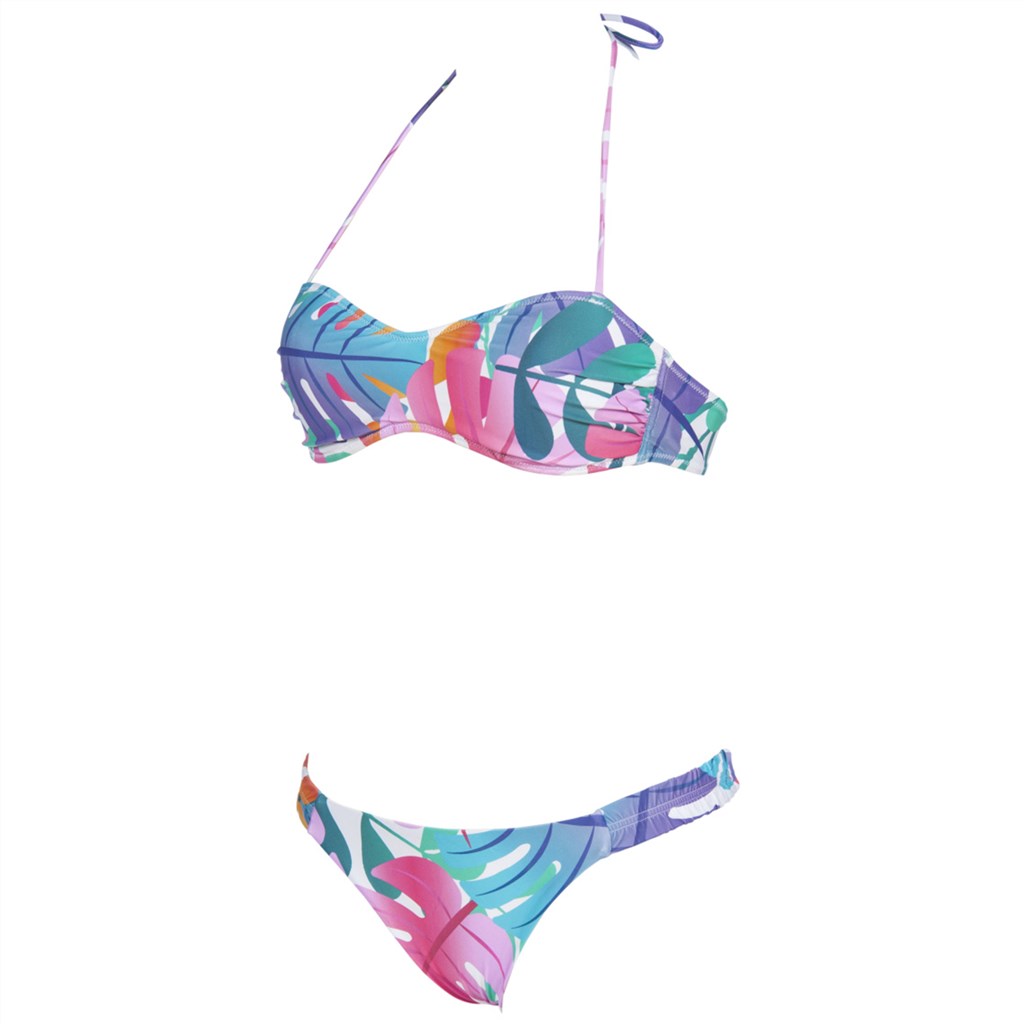 Arena - W Allover Bandeau Two Pieces - pink flambe multi