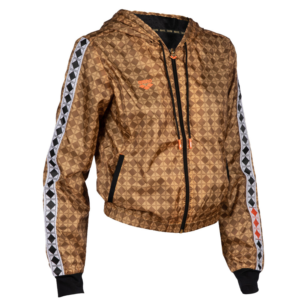 Arena - W Arena 50th Crop L/S Hooded Jacket - gold multi/ black/white