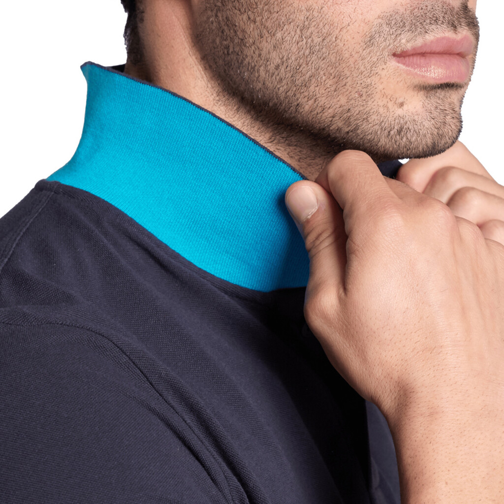 Arena - M Poloshirt Solid Cotton Piquet - navy/turquoise