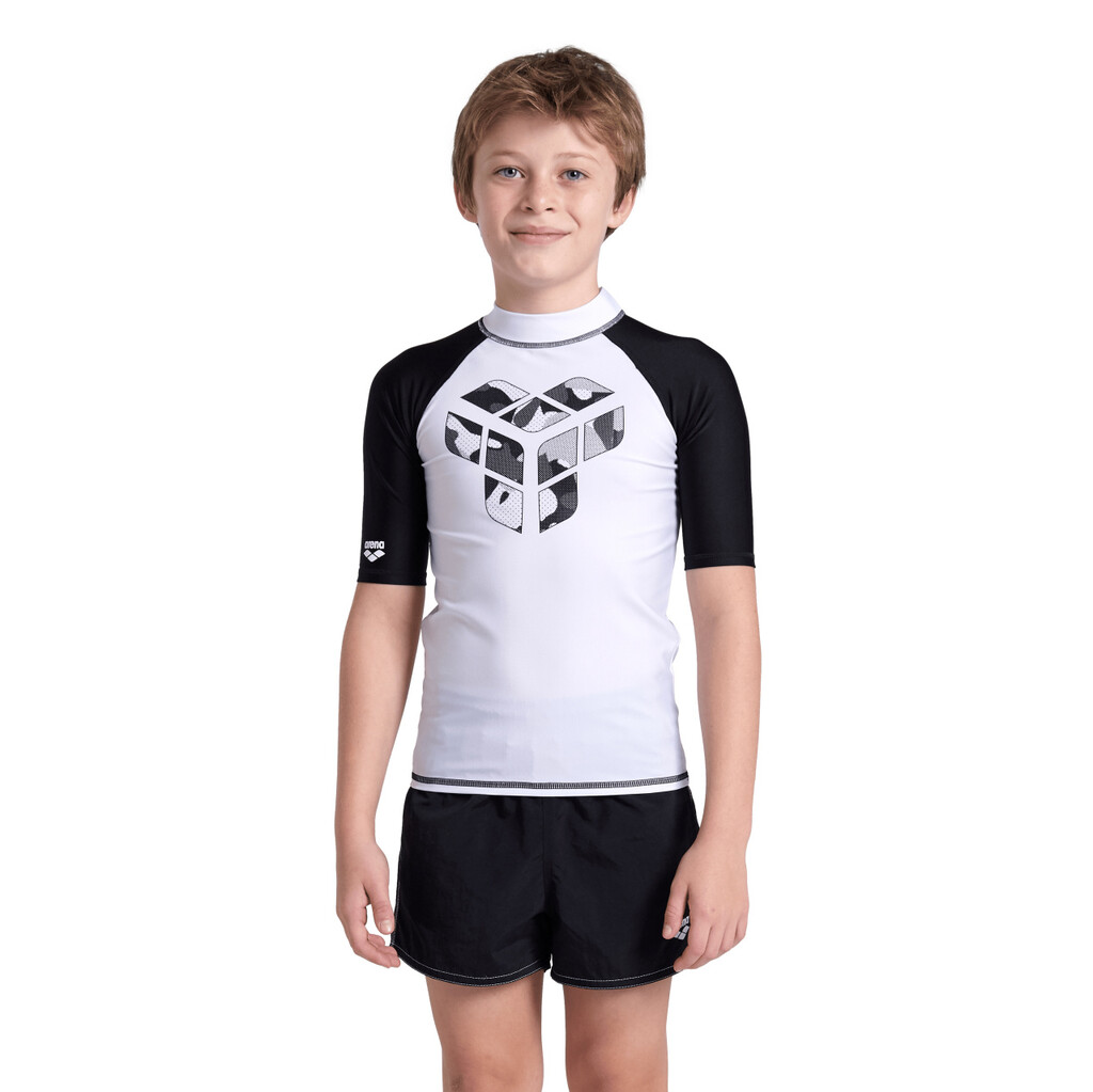 Arena - Unisex Jr Arena Rash Vest S/S Graphic - white/black