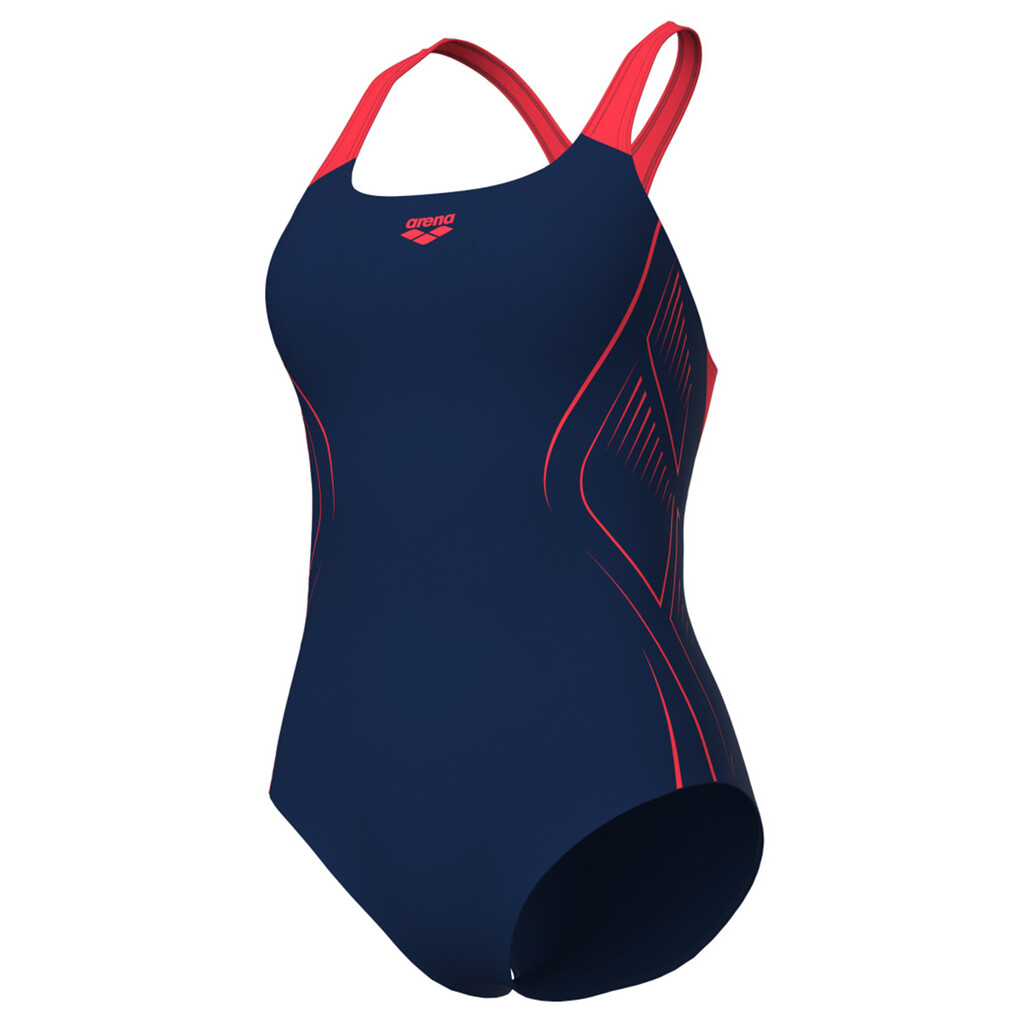 Arena - W Arena Reflecting Swimsuit Swim Pro Back Lb - navy/bright coral