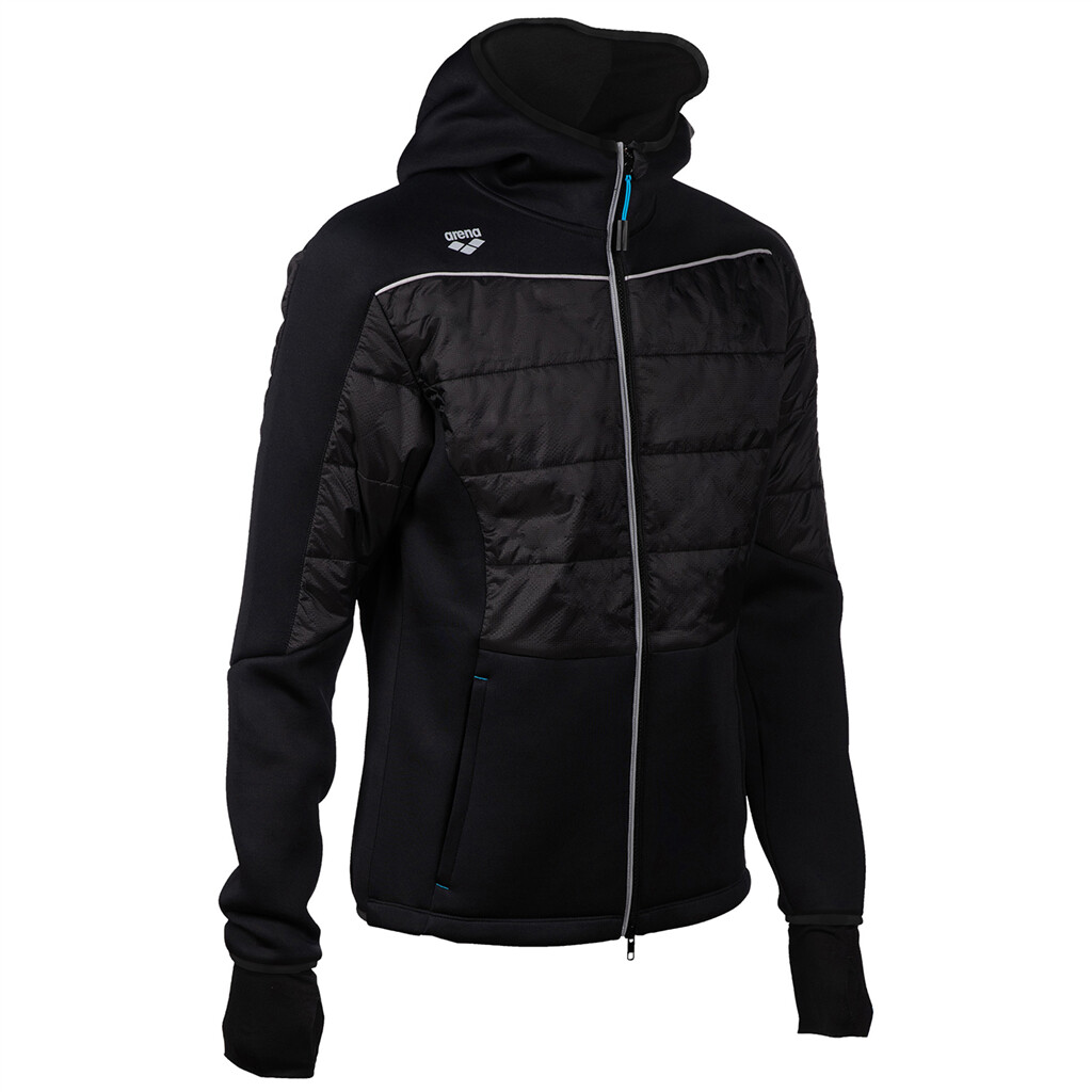 Arena - Team Hooded F/Z Half-Quilted Jacket - black