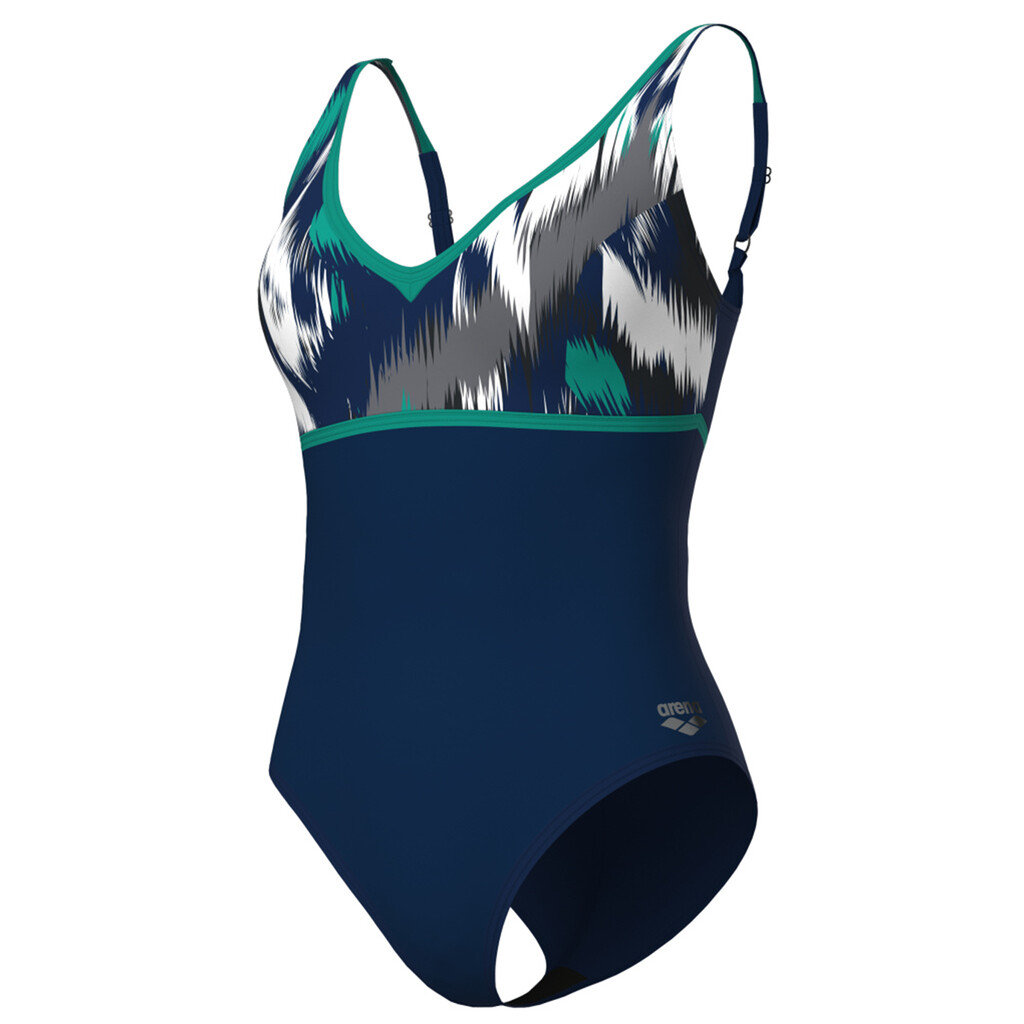 Arena - W Bodylift Swimsuit Jennifer Wing Back C Cup - navy multi/navy/bali green