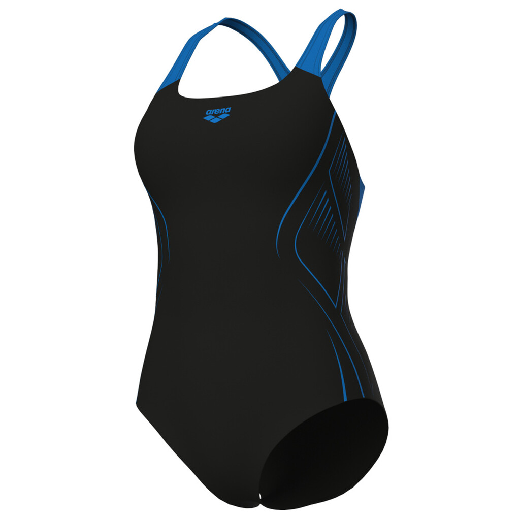 Arena - W Arena Reflecting Swimsuit Swim Pro Back Lb - black/blue river