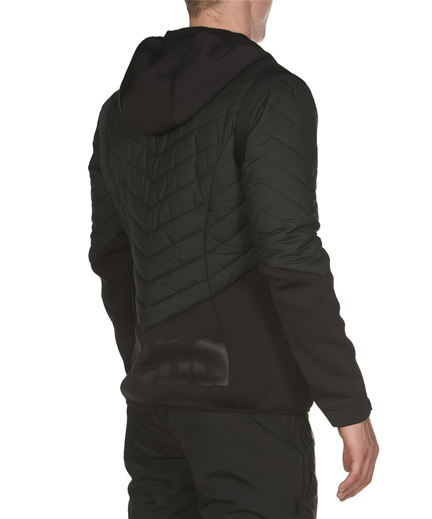 Arena - Hooded F/Z Half-Quilted Jacket - black