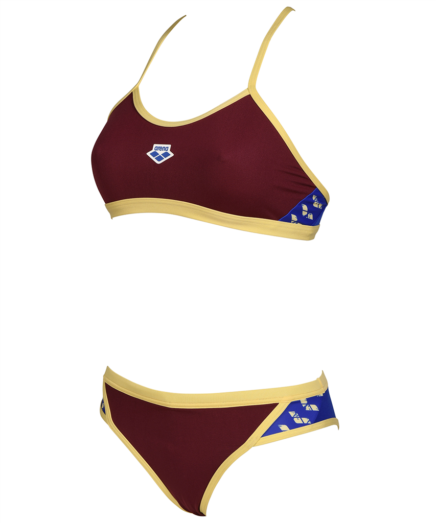 Arena - W Arena Icons Bikini Cross Back Solid - burgundy/neon blue/butter