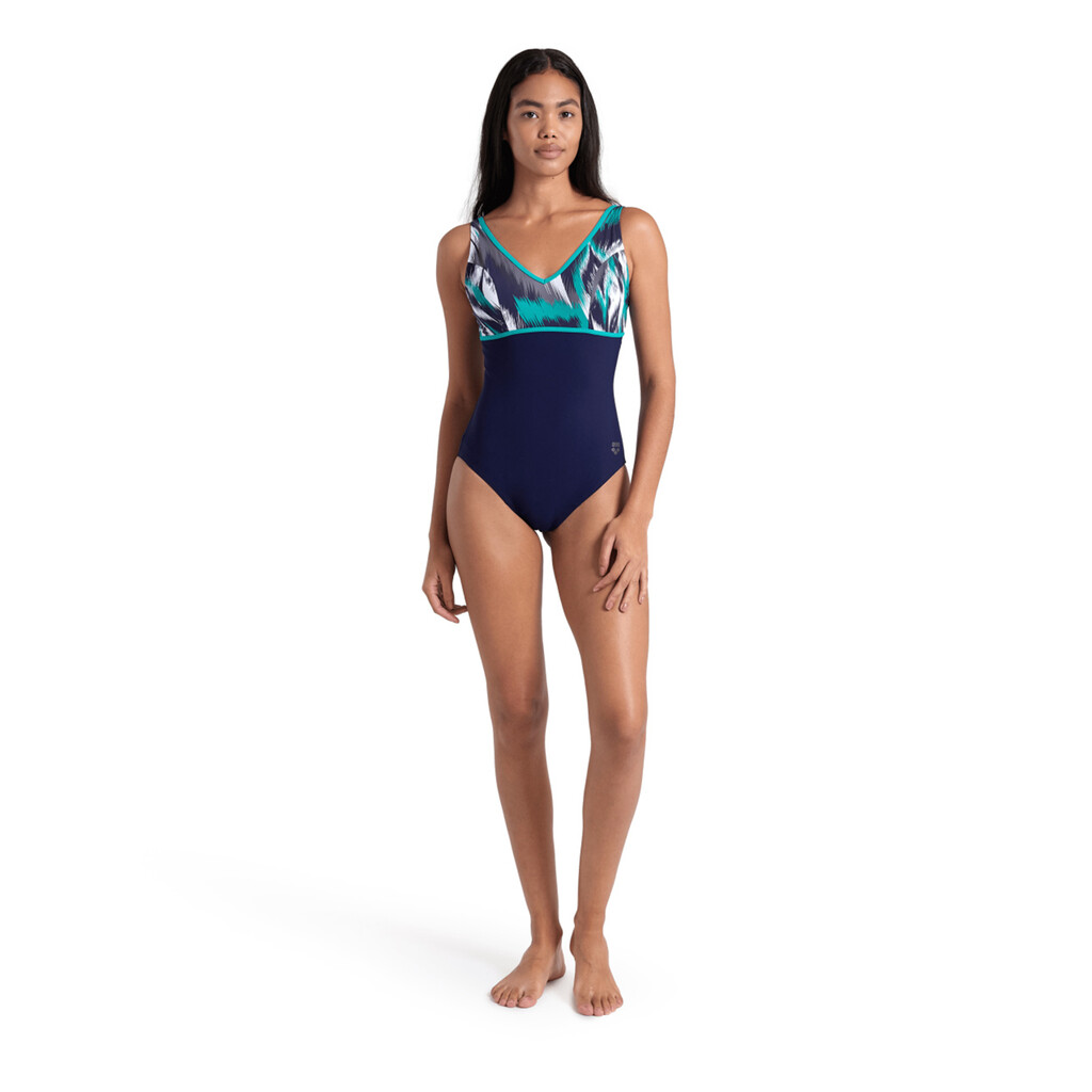 Arena - W Bodylift Swimsuit Jennifer Wing Back C Cup - navy multi/navy/bali green
