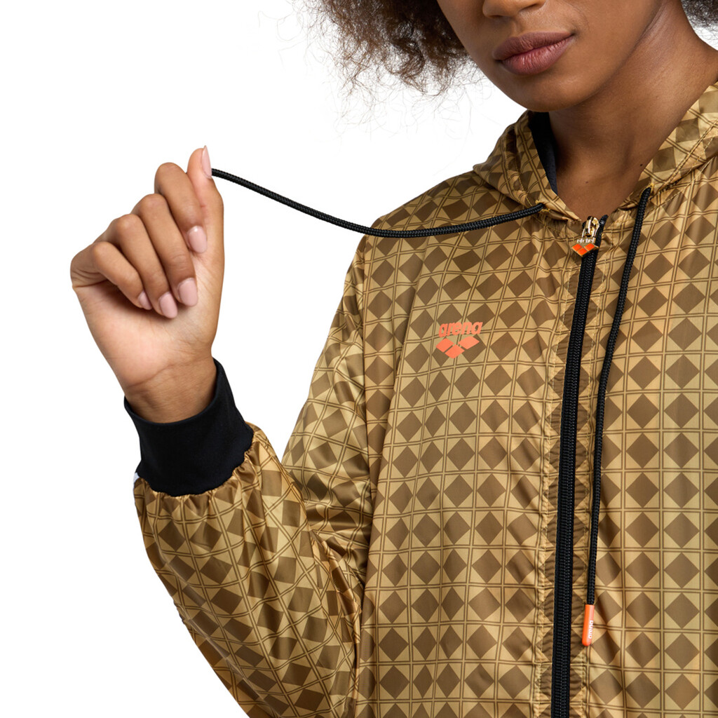 Arena - W Arena 50th Crop L/S Hooded Jacket - gold multi/black/white