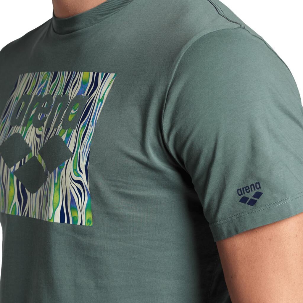 Arena - M T-Shirt Solid Cotton - sage/arena zebra